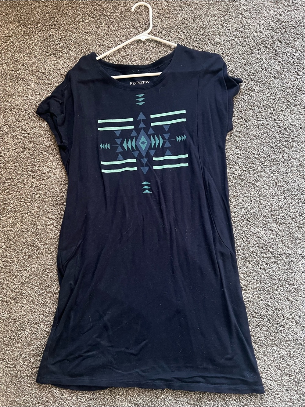 Pendleton Navy Dress with Mint Aztec Motif